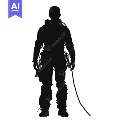 Aset premium populer: Silhouette of a Climber with Rope and Gear