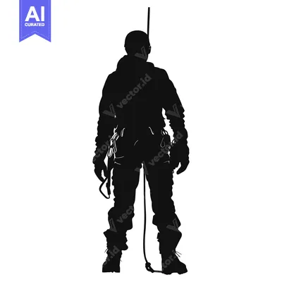 Aset premium populer: Silhouette of a Climber with Gear and Rope