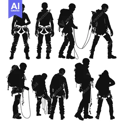 Popular premium asset: Silhouettes of Climbers with Gear and Ropes