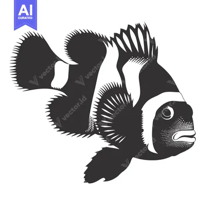 Aset premium populer: Black and White Illustration of a Clownfish