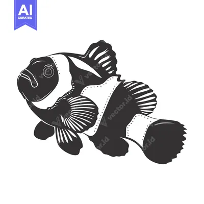 Aset premium populer: Black and White Illustration of a Clownfish