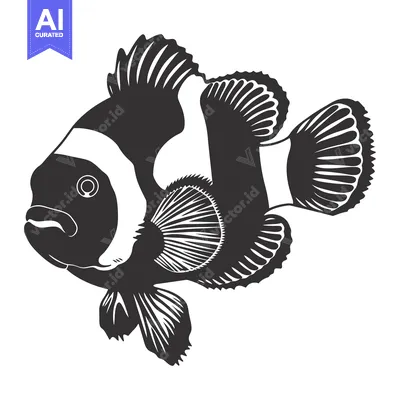 Aset premium populer: Black and White Illustration of a Clownfish