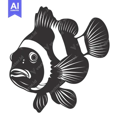 Aset premium populer: Black and White Illustration of a Clownfish