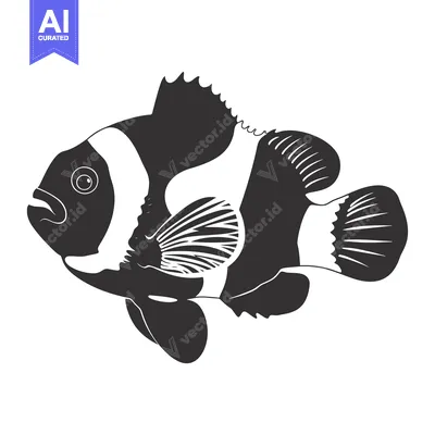 Aset premium populer: Black and White Silhouette of a Clownfish