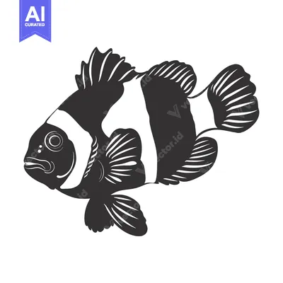 Aset premium populer: Black and White Illustration of a Clownfish