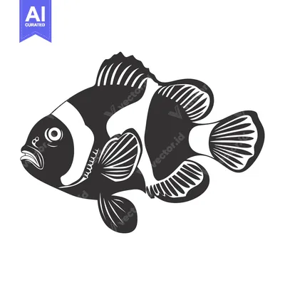 Aset premium populer: Black and White Silhouette of a Clownfish