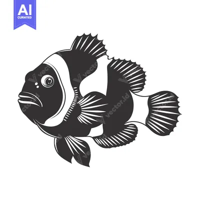 Aset premium populer: Black and White Illustration of a Clownfish