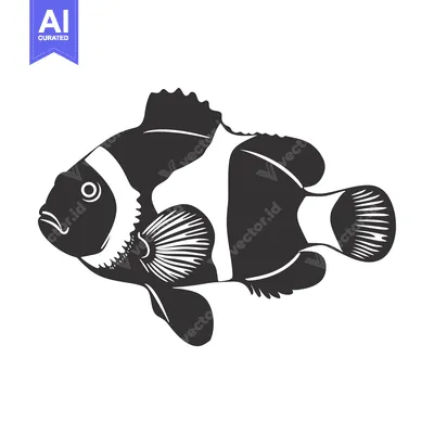 Aset premium populer: Black and White Illustration of a Clownfish