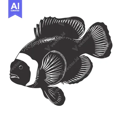 Aset premium populer: Black and White Hand-Drawn Illustration of a Clownfish