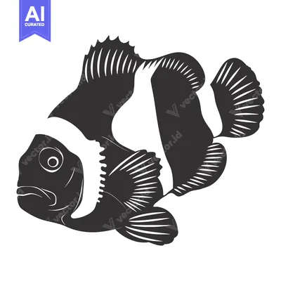 Popular premium asset: Black and White Silhouette of a Clownfish