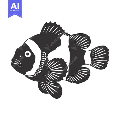 Aset premium populer: Black and White Silhouette of a Clownfish