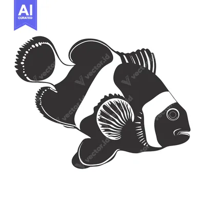Popular premium asset: Black and White Silhouette of a Clownfish
