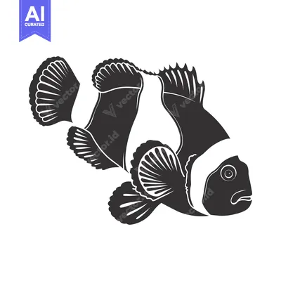 Aset premium populer: Black and White Silhouette of a Clownfish