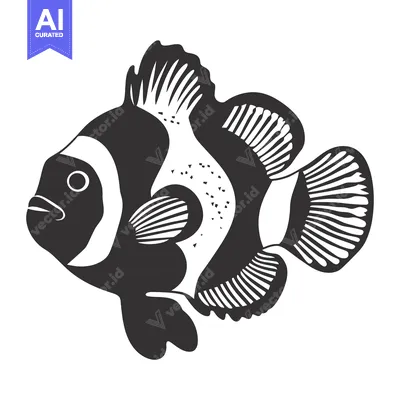 Aset premium populer: Black and White Illustration of a Clownfish