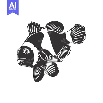 Aset premium populer: Black and White Illustration of a Clownfish