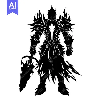 Aset premium populer: Silhouette of a Warrior in Full Armor Holding a Weapon