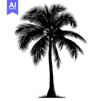 Aset desain premium: Black Silhouette of a Single Palm Tree