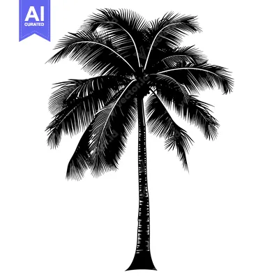 Aset desain premium: Black and White Silhouette of a Palm Tree