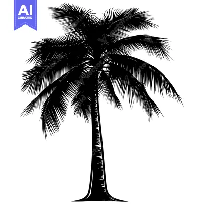 Aset desain premium: Black and White Silhouette of a Palm Tree