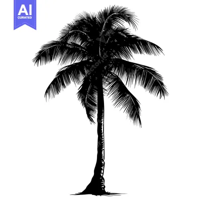 Premium design asset: Black and White Silhouette of a Palm Tree