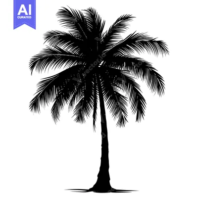 Aset desain premium: Black and White Silhouette of a Palm Tree