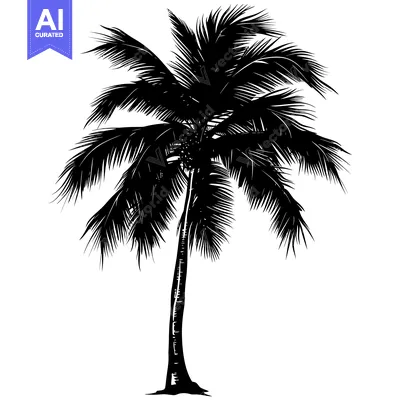 Premium design asset: Silhouette of a Palm Tree with Spreading Fronds
