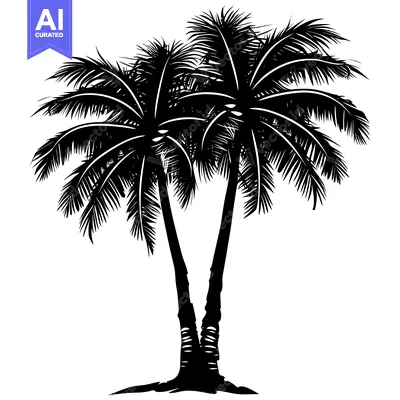 Popular premium asset: Black and White Silhouette of Two Palm Trees