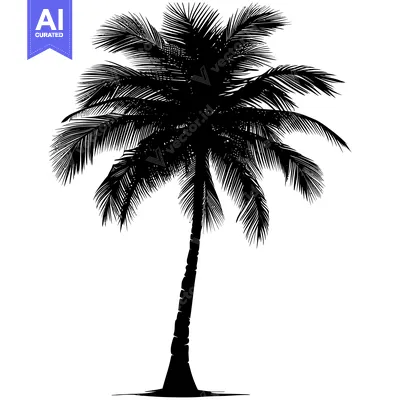 Aset desain premium: Silhouette of a Palm Tree with Lush Fronds