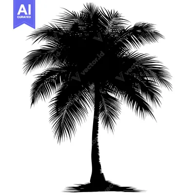 Aset premium populer: Black Silhouette of a Palm Tree Against a White Background