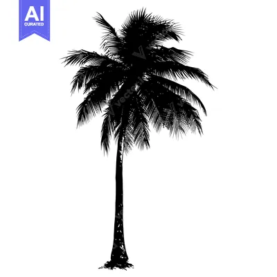 Aset premium populer: Black and White Silhouette of a Single Palm Tree