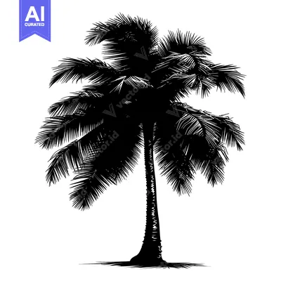 Aset desain premium: Black and White Silhouette of a Palm Tree