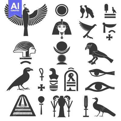 Premium design asset: Black and White Vector Illustrations of Ancient Egyptian Symbols