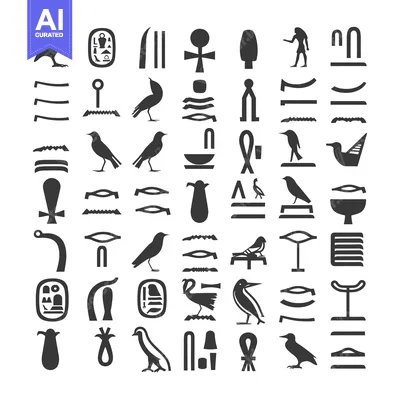 Aset desain premium: Collection of Hieroglyphics and Other Ancient Egyptian Symbols