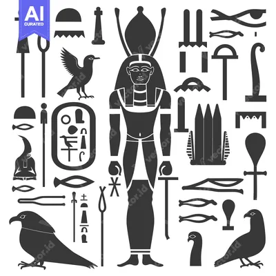 Premium design asset: Collection of Ancient Egyptian Hieroglyphs and Symbols