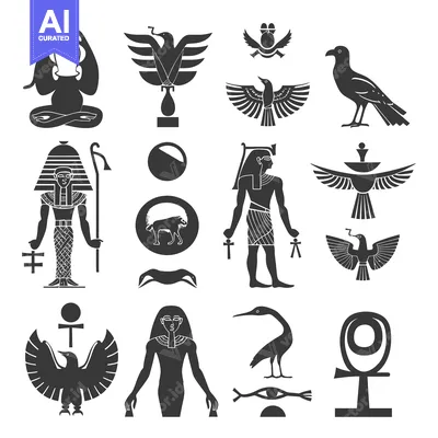 Aset desain premium: Black and White Egyptian Hieroglyphics and Symbols