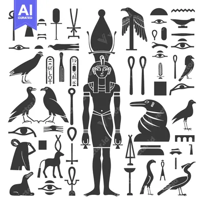 Egyptian Hieroglyphics and Symbols Set