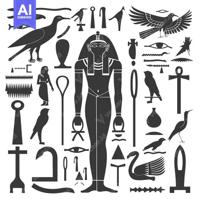 Aset premium populer: Egyptian Hieroglyphics and Symbolic Illustrations