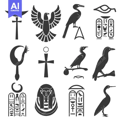 Aset desain premium: A Collection of Ancient Egyptian Symbols and Hieroglyphics