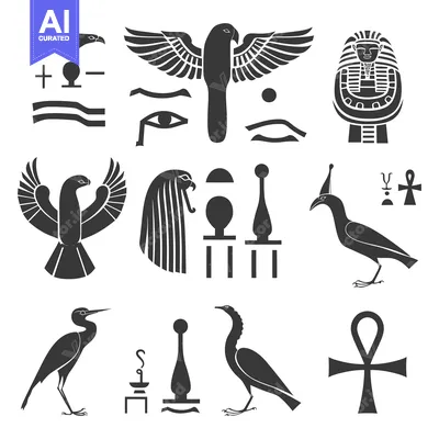 Aset desain premium: Egyptian Hieroglyphs and Symbols Collection