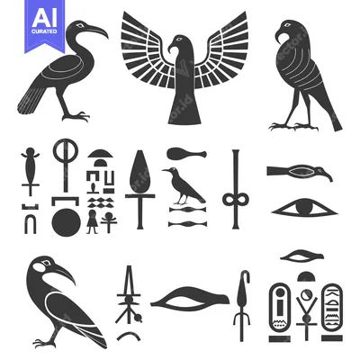 Aset desain premium: Egyptian Hieroglyphs and Symbolic Birds