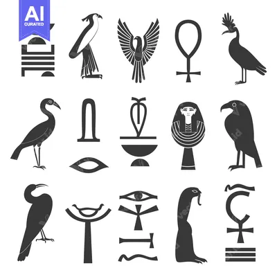 Aset desain premium: A Collection of Ancient Egyptian Hieroglyphic Symbols and Images