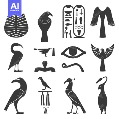 Egyptian Hieroglyphs with Birds and Symbols
