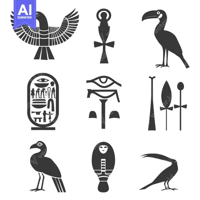 Aset desain premium: Set of Ancient Egyptian Hieroglyphs and Symbols