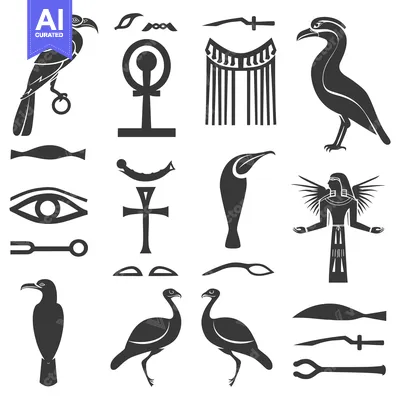 Aset desain premium: Egyptian Hieroglyphs and Symbols Collection