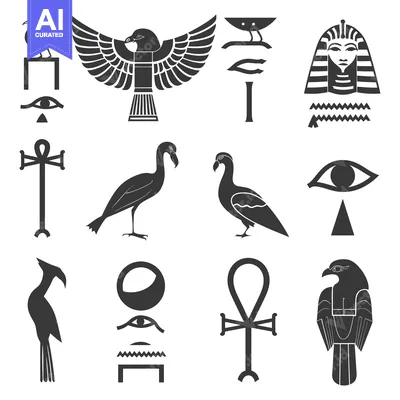 Premium design asset: Egyptian Mythology Symbols and Hieroglyphs Collection