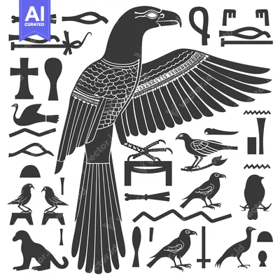 Aset premium populer: Ankh Symbol with Horus the God of Kings and a Collection of Egyptian H