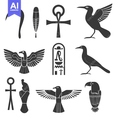 Premium design asset: A Collection of Egyptian Hieroglyphs and Symbols Including Birds and t