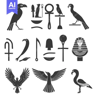 Aset desain premium: Egyptian Hieroglyphs, Gods, Birds, and Symbols Collection