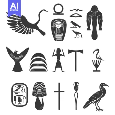 Egyptian Hieroglyphs and Symbols Set