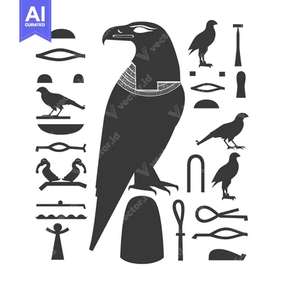 Aset desain premium: Hieroglyphics of an Egyptian God with an Eagle Symbol